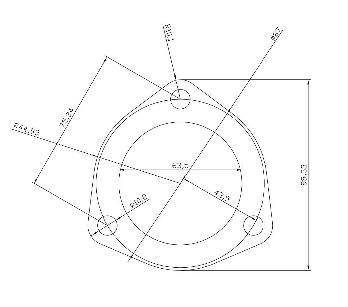 2.500" 3-Bolt Exhaust Flange 304 Stainless
