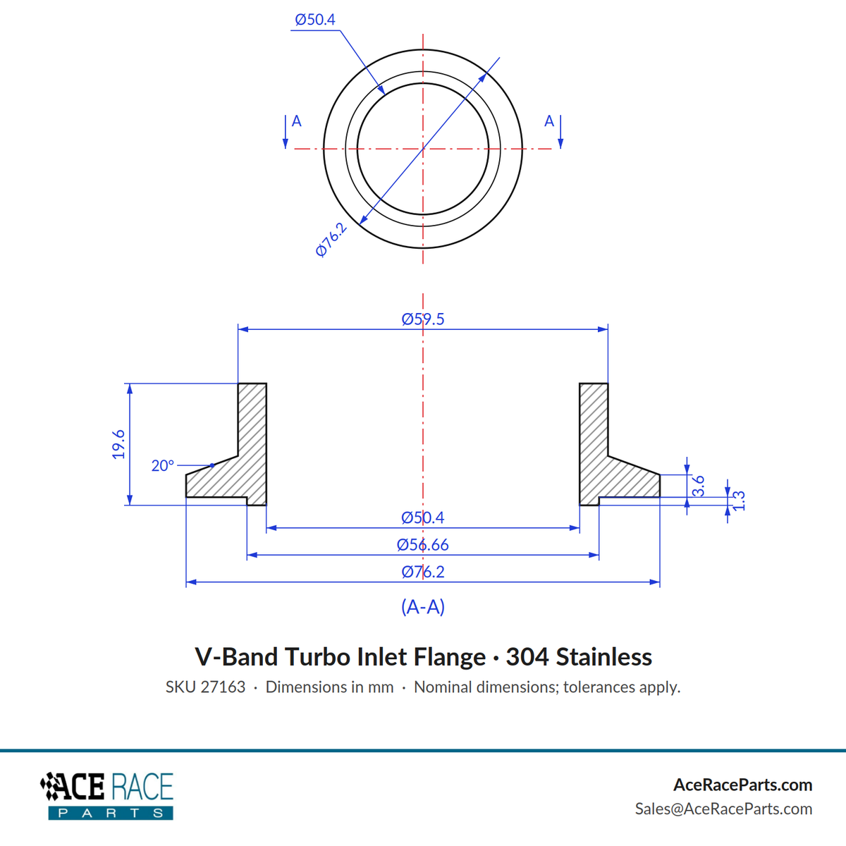 Turbo Inlet Flange - (PTE) Precision Turbo Medium Frame Turbo Housings - 304 Stainless