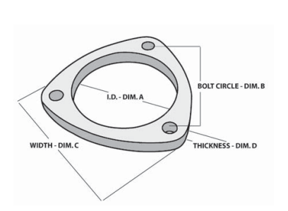 2.375" (60mm) 3-Bolt Exhaust Flange 304 Stainless