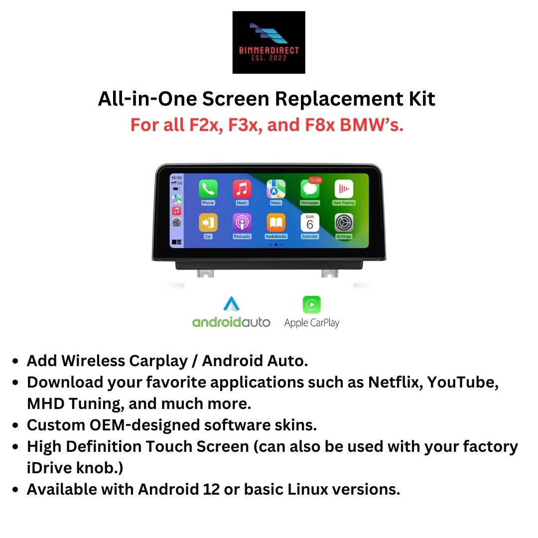 BMW F20, F22, F30, F31, F32, F33, F34, F36, F45, F80, F83, F82 M3 M4 (1, 2, 3 & 4 Series) CarPlay / Android Auto