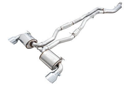 AWE - Toyota Supra A90 Resonated Touring Edition Exhaust - 5in Chrome Silver Tips