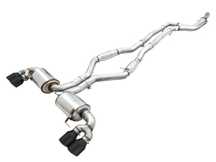 AWE - BMW G20/G22 Resonated Touring Edition Exhaust - Quad Diamond Black Tips