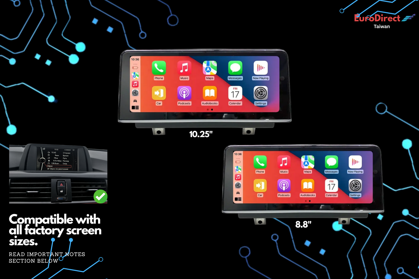 BMW F20, F22, F30, F31, F32, F33, F34, F36, F45, F80, F83, F82 M3 M4 (1, 2, 3 & 4 Series) CarPlay / Android Auto