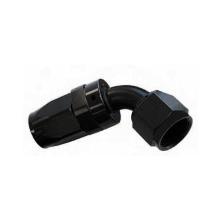 -6AN Female 60° Hose End, Swivel Style, Black Hard Anodized Aluminum