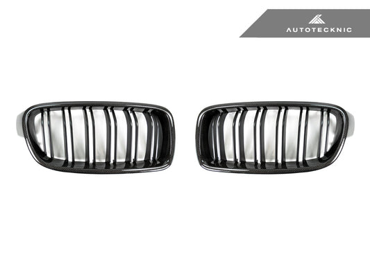 AutoTecknic Dual-Slats Carbon Front Grille Set - F30 3-Series Sedan | F31 3-Series Wagon