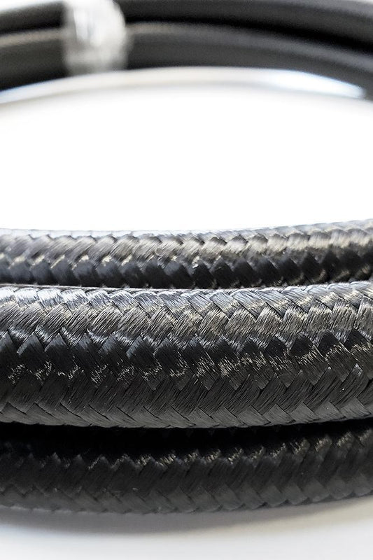 -16AN Black Nylon Braided Flex Hose with Reinforced Rubber Liner - 10 Foot Length