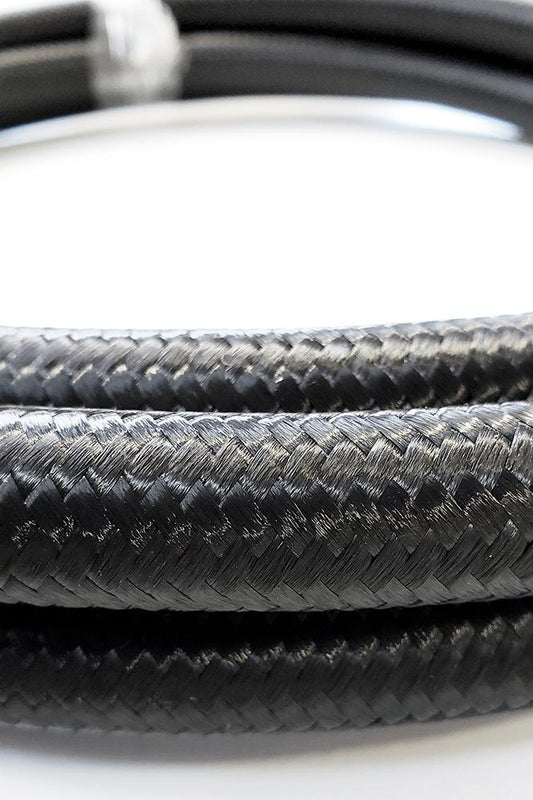 -4AN Black Nylon Braided Flex Hose with Reinforced Rubber Liner - 10 Foot Length