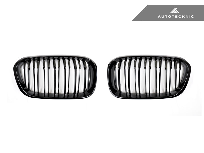 AutoTecknic Dual-Slats Gloss Black Front Grille Set - F20 1-Series LCI (2015-Up)