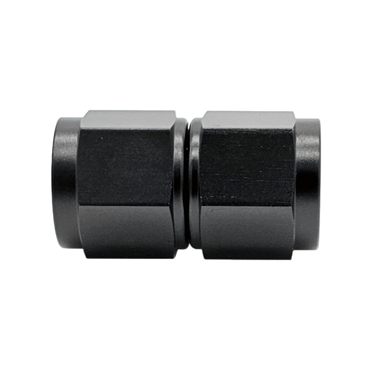 -4AN Female AN Flare Union Straight Adapter, Swivel Style, Black Hard Anodized Aluminum