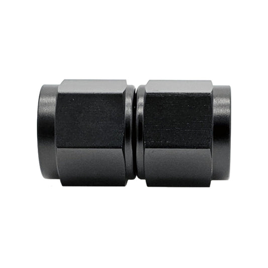 -6AN Female AN Flare Union Straight Adapter, Swivel Style, Black Hard Anodized Aluminum
