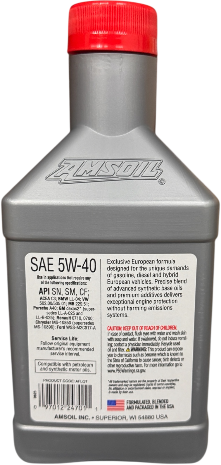 AMSOIL 5W-40 MS 100% SYNTHETIC EUROPEAN MOTOR OIL