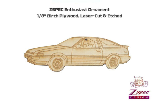 ZSPEC Laser-Engraved Wood Ornament, Style: Toyota Corolla (AE86), ~5"