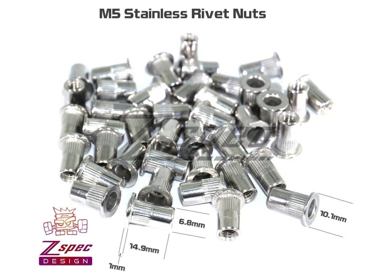 ZSPEC M5-0.8 Rivet Nuts, SUS304 Stainless Steel, 10-Pack