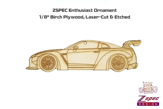 ZSPEC Laser-Engraved Wood Ornament, Style: Nissan R35 GTR Lib. Walk, Birch
