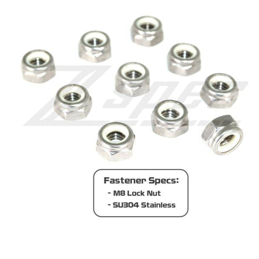 ZSPEC M8-1.25 Nylon Lock Nuts, Stainless SUS304, 10-Pack
