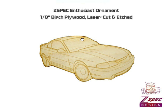 ZSPEC Laser-Engraved Birch Ornament, Style: Ford Mustang SN95, ~5-inch Wide