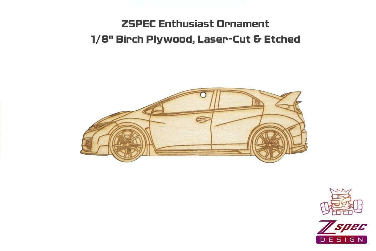 ZSPEC Laser-Engraved Wood Ornament, Style: Honda Civic FK2 Type R, Birch