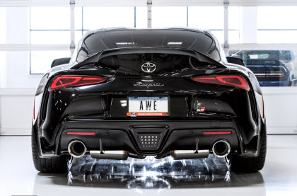AWE - Toyota Supra A90 Resonated Touring Edition Exhaust - 5in Chrome Silver Tips