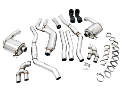 AWE - BMW G20/G22 Resonated Touring Edition Exhaust - Quad Diamond Black Tips