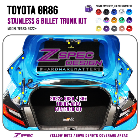 ZSPEC "Stage 3" Dress Up BoltsĀ® Fastener Kit for '22+ Toyota GR86 & Subaru BRZ, Stainless & Billet