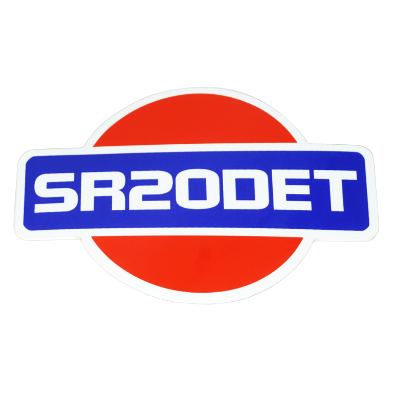 White Vinyl Nissan SR20DET Sticker Decal, 4" x 2.8"