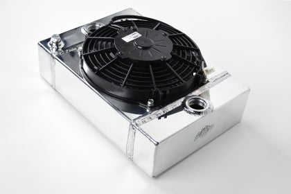 CSF Universal Drag Race / Tuck Radiator w/9in Spal Fan - 10.5in H x 10in L x 3.6in W