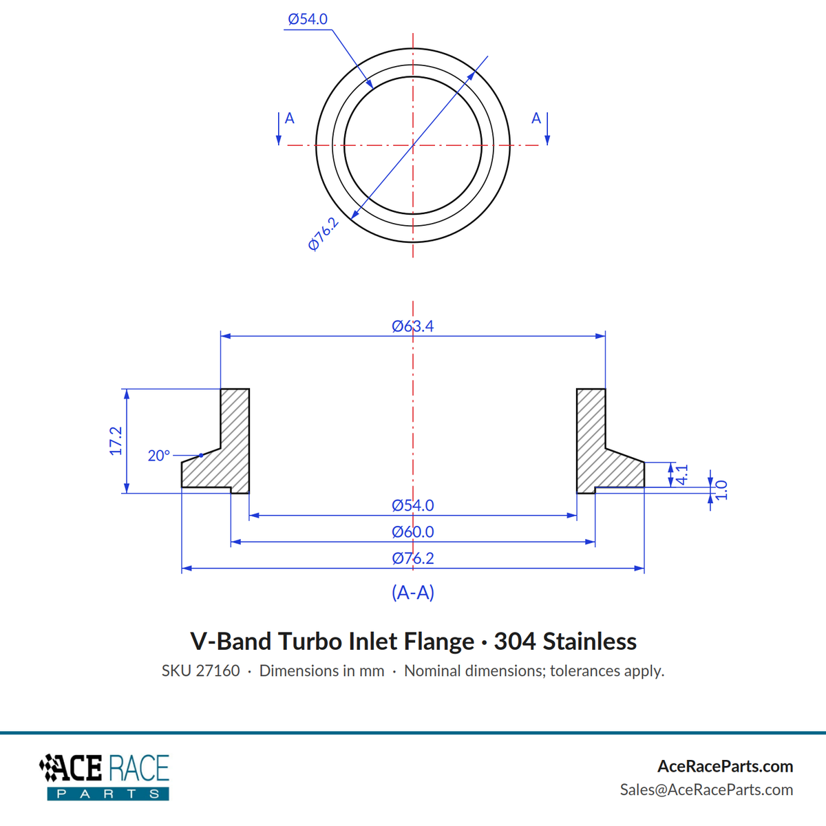 Turbo Inlet Flange - Garrett GT30/GTX30, GT35/GTX35, G25-550 and G25-660 - 304 Stainless