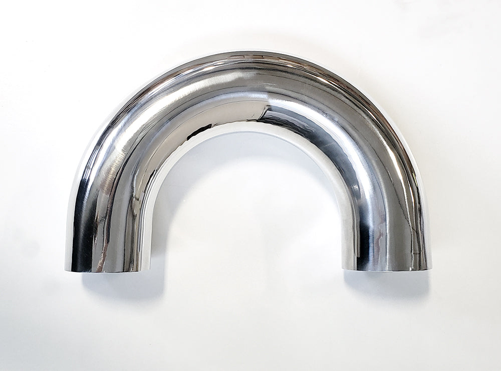 3.500" OD 14ga 180° Mandrel Bend - Polished OD - 6061 Aluminum - (5.250" CLR / 4.000" Legs)