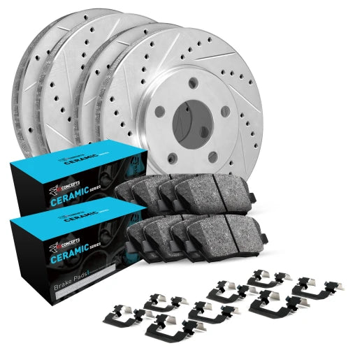 R1 Concepts - Drilled and Slotted Brake Kit with Pads || F3x (340mm)