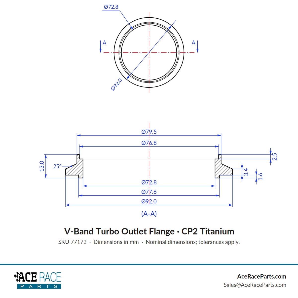 Turbo Outlet Flange - (PTE) Precision Turbo Medium Frame Turbo Housings  - CP2 Titanium