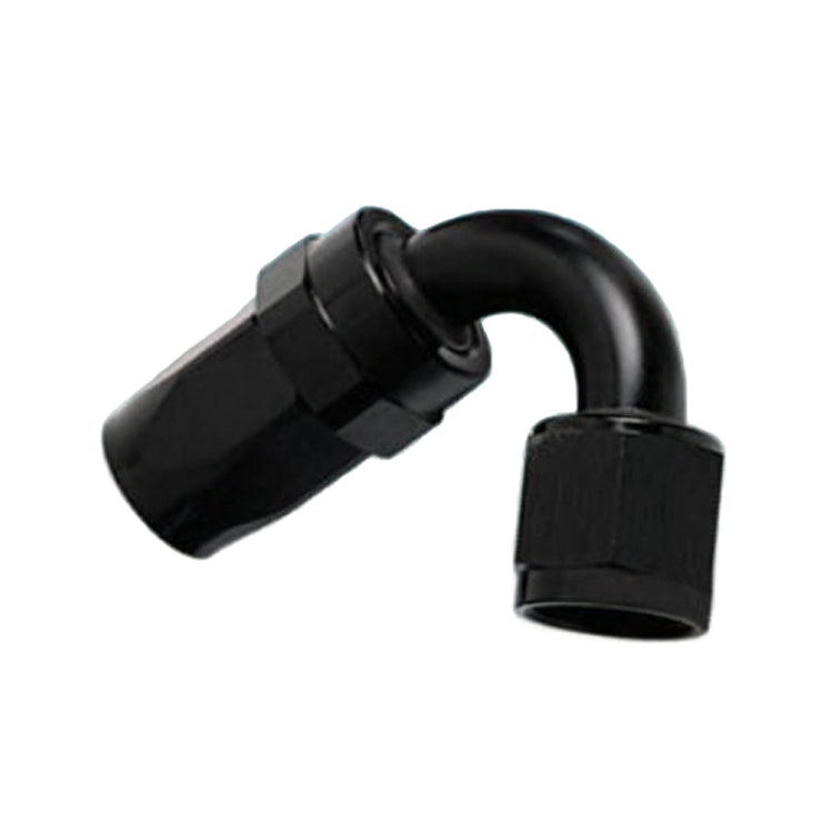 -16AN Female 120° Hose End, Swivel Style, Black Hard Anodized Aluminum
