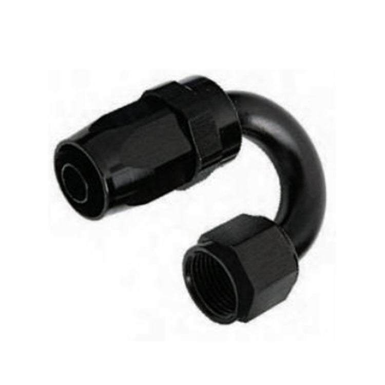 -6AN Female 180° Hose End, Swivel Style, Black Hard Anodized Aluminum