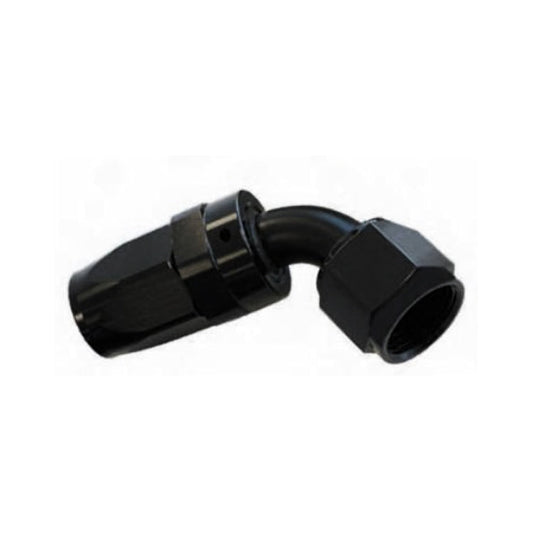 -12AN Female 60° Hose End, Swivel Style, Black Hard Anodized Aluminum