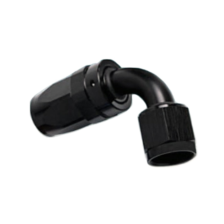 -16AN Female 90° Hose End, Swivel Style, Black Hard Anodized Aluminum