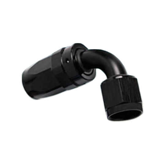 -16AN Female 90° Hose End, Swivel Style, Black Hard Anodized Aluminum