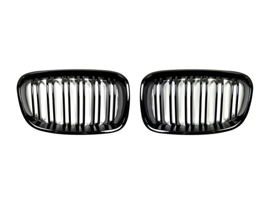 AutoTecknic Dual-Slat Glazing Black Front Grille Set - BMW F20 1-Series