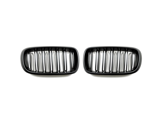 AutoTecknic Dual-Slats Stealth Black Front Grille Set - F15 X5 | F85 X5M & F16 X6 | F86 X6M