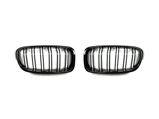 AutoTecknic Dual-Slat Glazing Black Front Grille Set - F30 3-Series