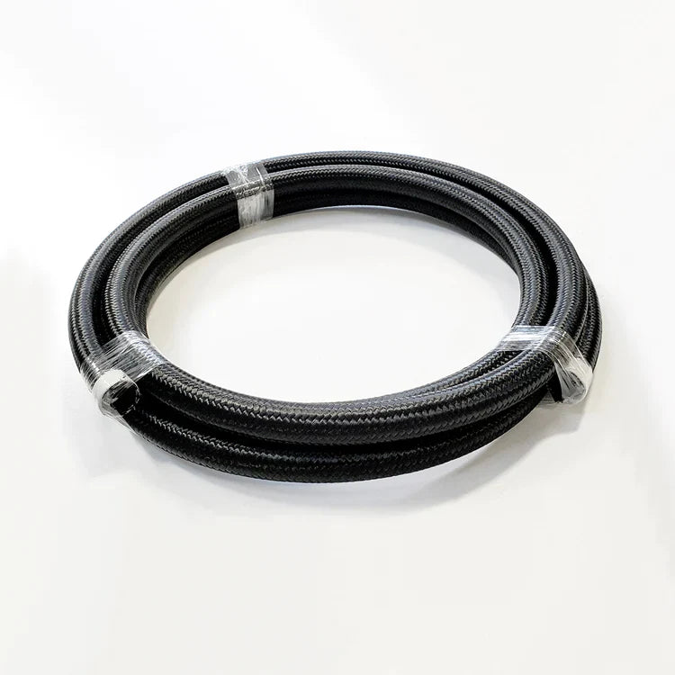 -20AN Black Nylon Braided Flex Hose with Reinforced Rubber Liner - 20 Foot Length