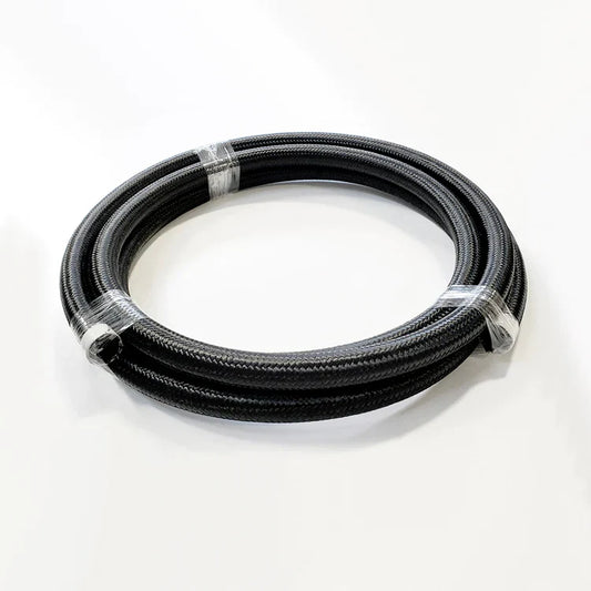-4AN Black Nylon Braided Flex Hose with Reinforced Rubber Liner - 20 Foot Length