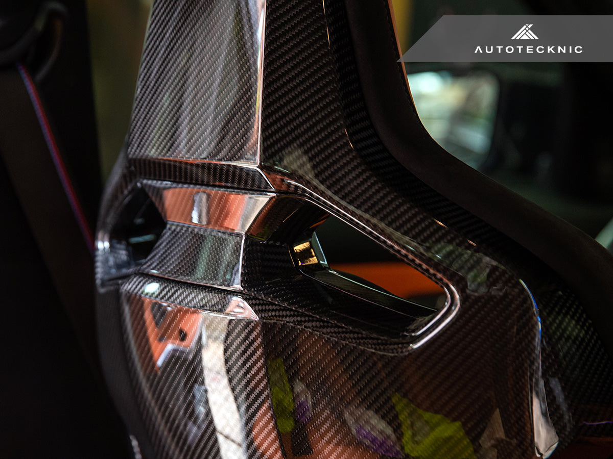 AutoTecknic Dry Carbon Fiber Seat Belt Outlet 4-Piece Front + Rear Cover Set - BMW G8X M2 / M3 / M4