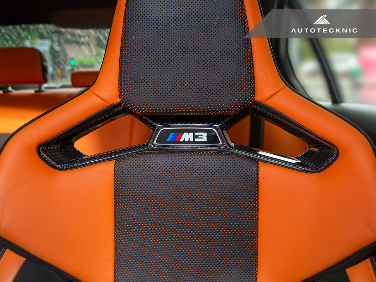 AutoTecknic Dry Carbon Fiber Seat Belt Outlet 4-Piece Front + Rear Cover Set - BMW G8X M2 / M3 / M4