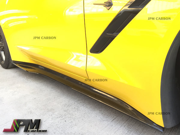 [JPMCarbon] JPM R1 Fiber Side Skirt Add-on Lips Fits For 2014-2019 Chevrolet Corvette C7 All Models Only