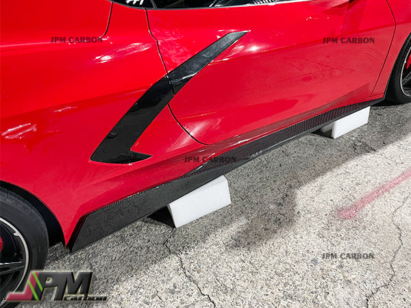 5VM Style Carbon Fiber Side Skirt Add-on Lips Fits For 2020-2025 Chevrolet Corvette C8 Stingray & Z51 Only