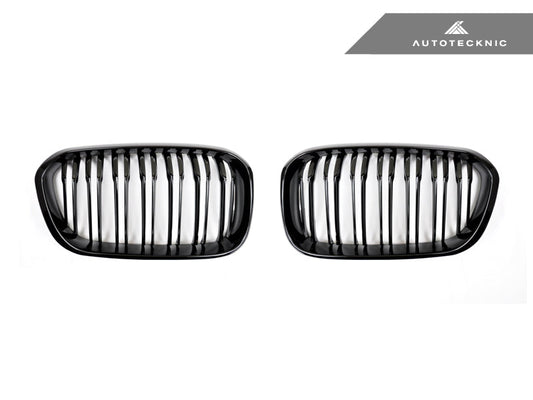 AutoTecknic Dual-Slats Gloss Black Front Grille Set - F20 1-Series LCI (2015-Up)