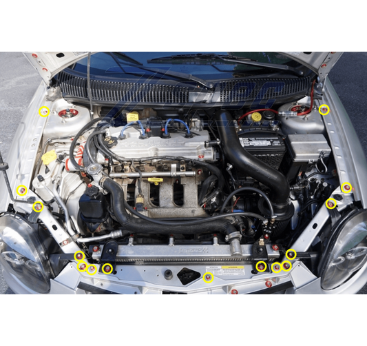 ZSPEC Fenders-Headlights-Bumper-Rad-Brackets Fasteners for '03-05 Dodge Neon SRT-4, Stainless & Billet