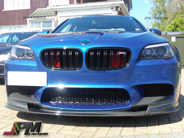 3D Style Carbon Fiber Front Bumper Add‑on Lip with Clear UV Coating Fits 2011‑2016 BMW F10 M5 Only