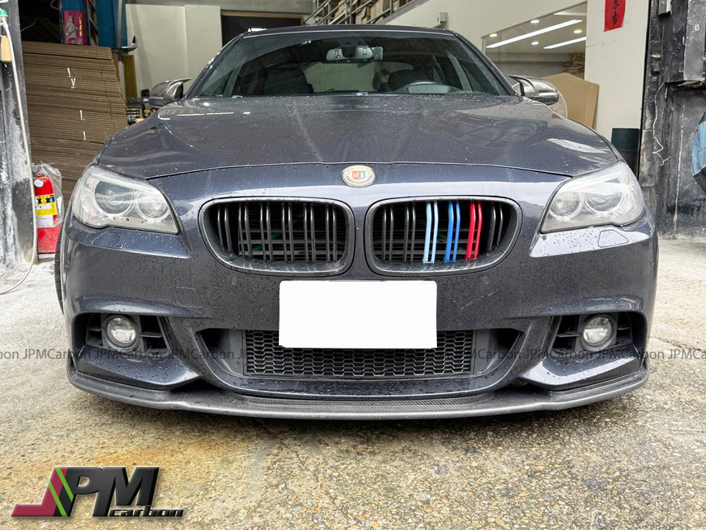 [JPMCarbon] HM Style Carbon Fiber Front Bumper Add-on Lip Fits For 2011-2016 BMW F10 5-Series M-Sport Package Only