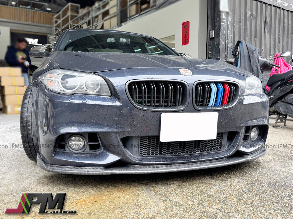 [JPMCarbon] HM Style Carbon Fiber Front Bumper Add-on Lip Fits For 2011-2016 BMW F10 5-Series M-Sport Package Only