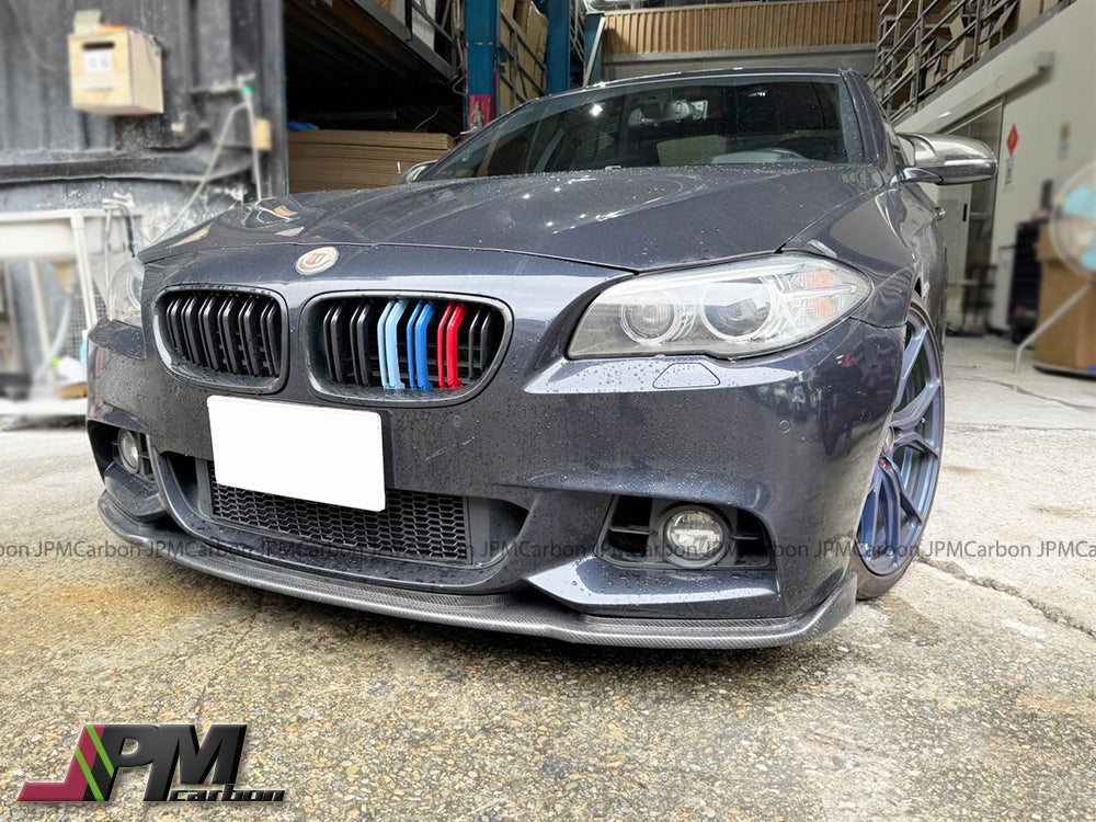 [JPMCarbon] HM Style Carbon Fiber Front Bumper Add-on Lip Fits For 2011-2016 BMW F10 5-Series M-Sport Package Only